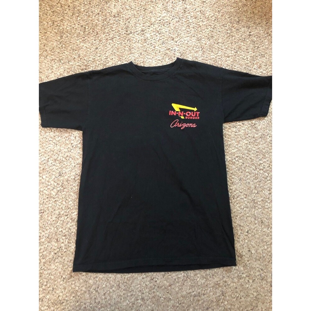 IN-N-OUT BURGER DOUBLE SIDED GRAPHIC T-SHIRT BLACK 40S 50S MUSCLE CAR CALI Small